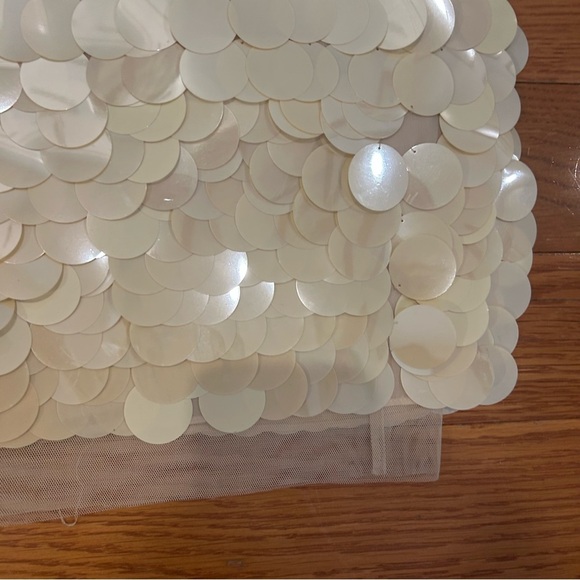 BCBGMaxAzria size 2 womens Sequin Sleeveless Dress cream white luxury - Picture 3 of 8